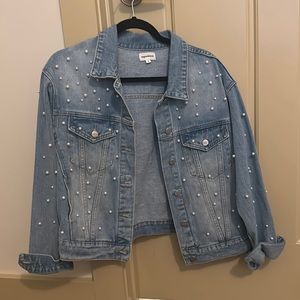 Superdown Pearl Denim Jacket in Light Blue Wash